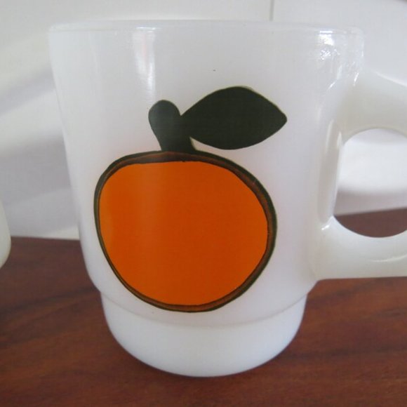 Super Rare complete set of 1970s SUPER FRUIT Fire King/Anchor Hocking mugs - Picture 6 of 7